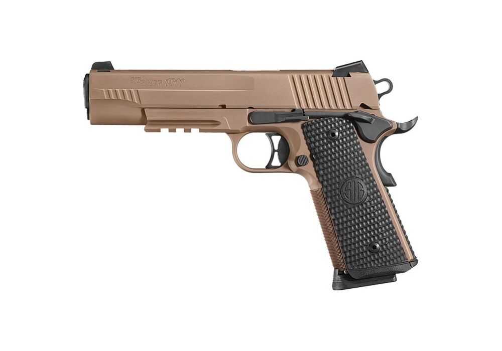 Sig Sauer 1911 .45 ACP 5″ 8 Rd Emperor Scorpion G10 Magwell Grips FDE Finish